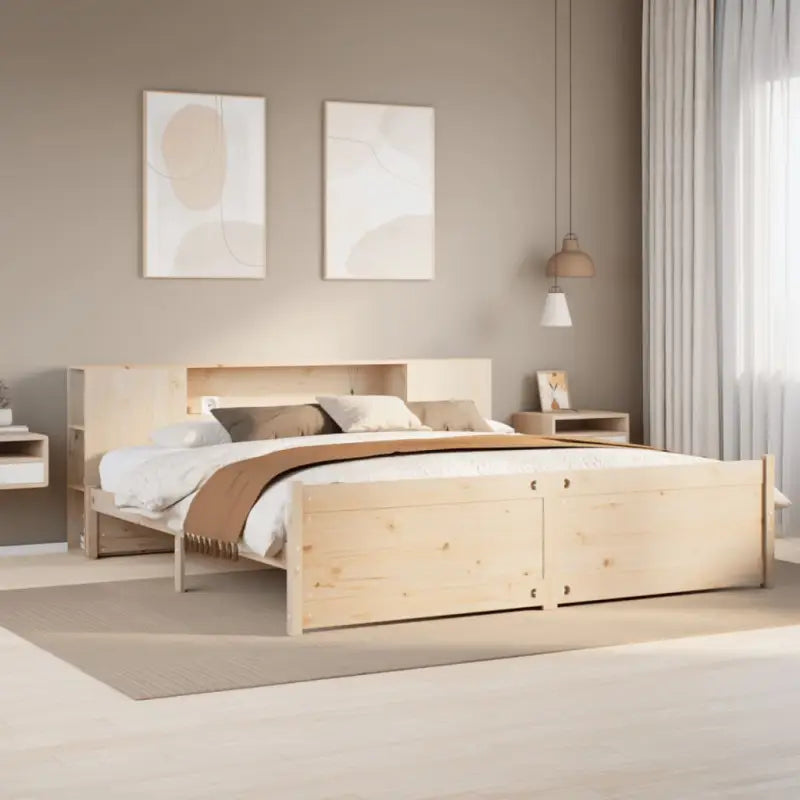 Boekenkastbed van massief grenenhout met ruime totale afmetingen - Naturel / 200 x 200 cm - Bedden & bedframes