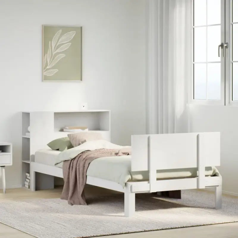 Boekenkastbed van massief grenenhout met ruime totale afmetingen - Wit / 90 x 190 cm - Bedden & bedframes