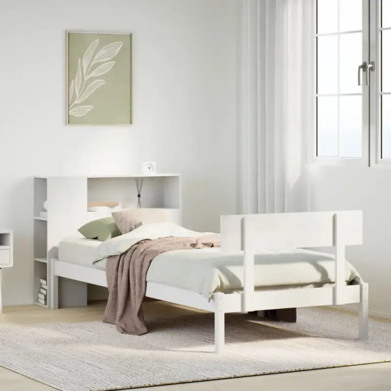 Boekenkastbed van massief grenenhout met ruime totale afmetingen - Wit / 100 x 200 cm - Bedden & bedframes