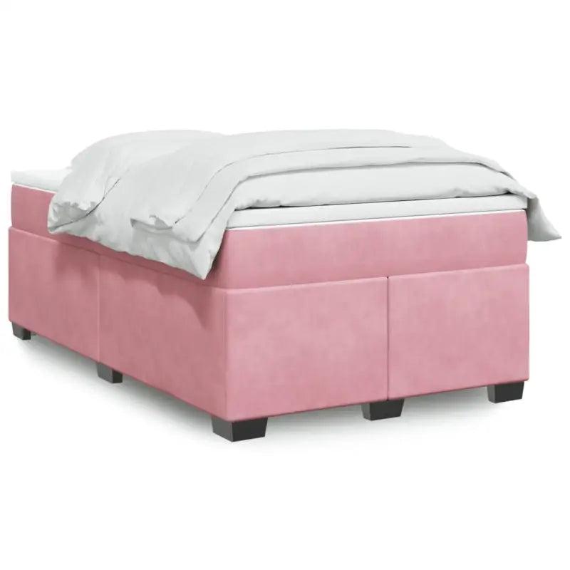 Boxspringbed in donkergrijs materiaal met massief grenenhout bouw - Roze / 120 x 200 cm - Bedden & bedframes