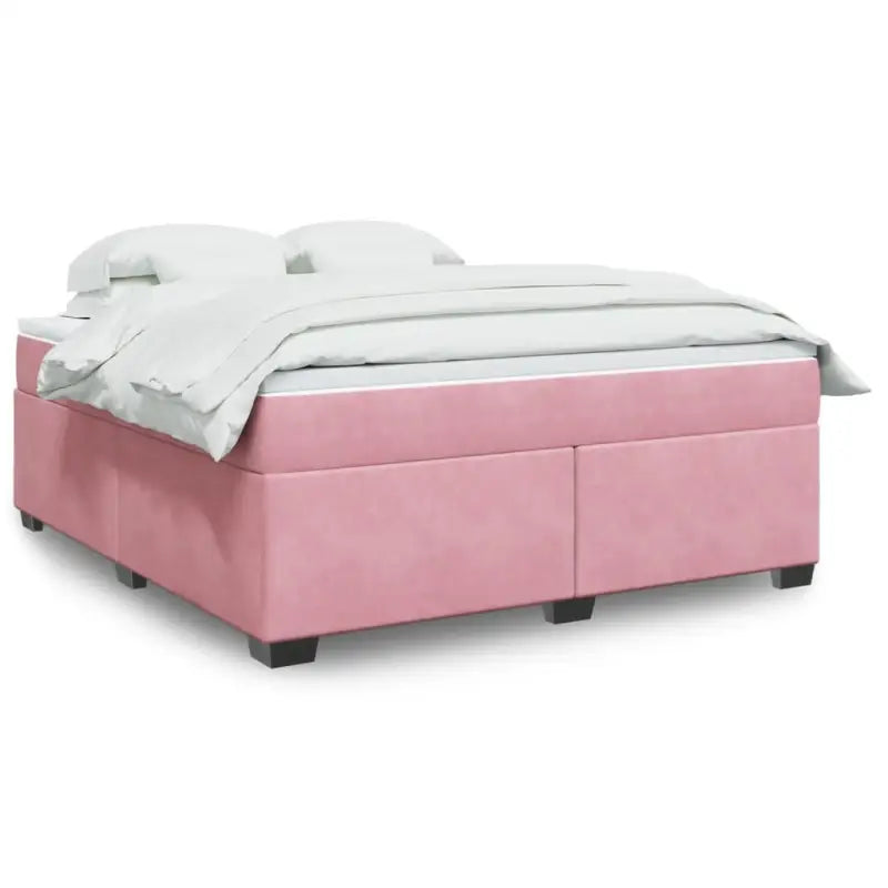 Boxspringbed in donkergrijs materiaal met massief grenenhout bouw - Roze / 180 x 200 cm - Bedden & bedframes