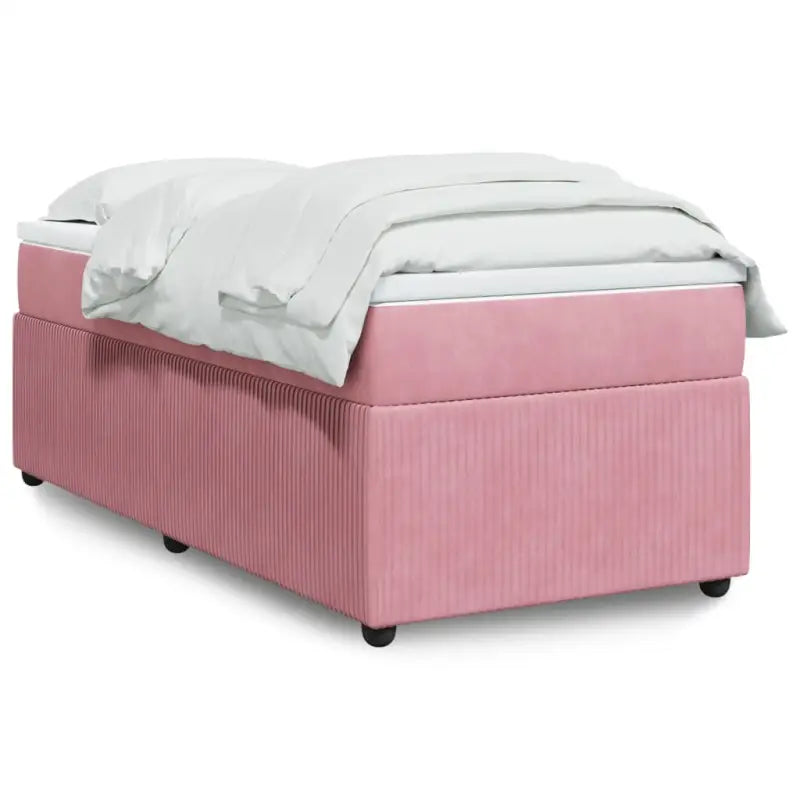Boxspringbed in donkergrijs materiaal met zachte vulling voor rustgevende nachtrust - Roze / 80 x 200 cm - Bedden &