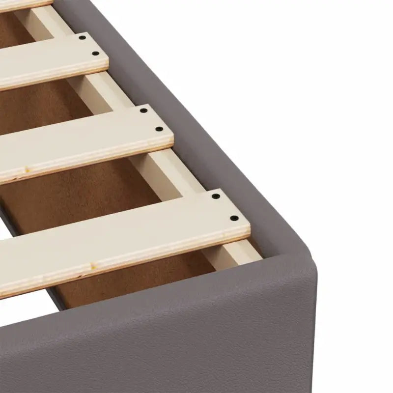 Boxspringbed in grijs materiaal met hoogwaardige kunstleer en massief grenenhout - Bedden & bedframes