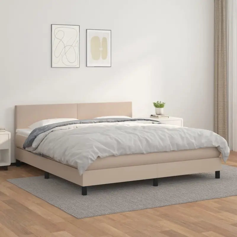 Boxspringbed met grijs materiaal en schuim afmetingen voor optimale rust - Cappuccino / 160 x 200 cm / Effen ontwerp