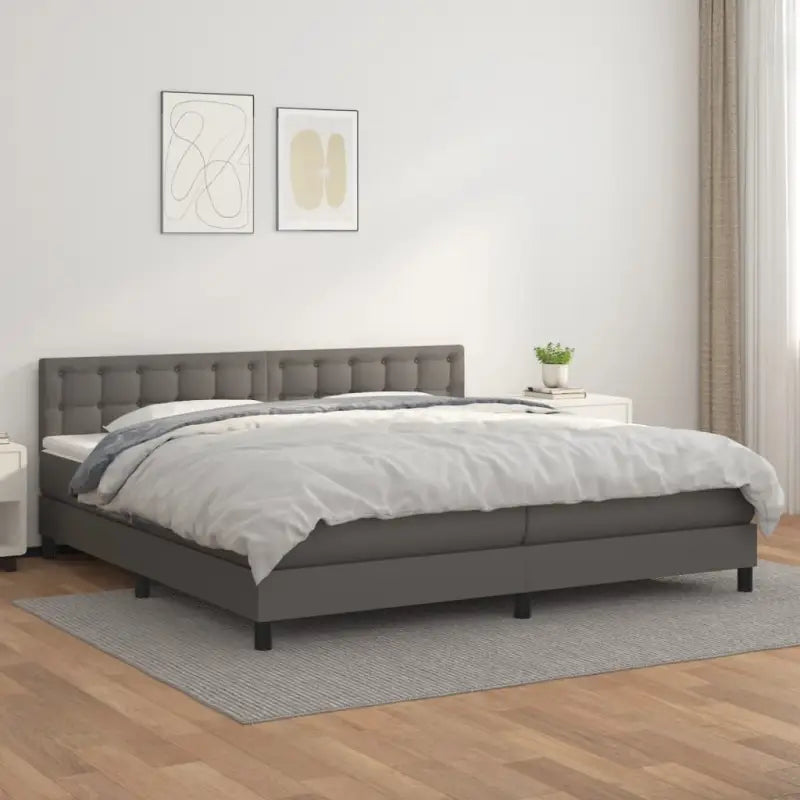 Boxspringbed met grijs materiaal en schuim afmetingen voor optimale rust - Grijs / 200 x 200 cm / knoppwn - Bedden &