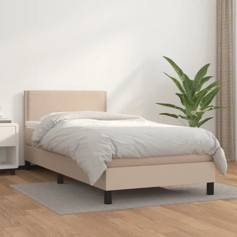 Boxspringbed met grijs materiaal en schuim afmetingen voor optimale rust - Cappuccino / 100 x 200 cm / Effen