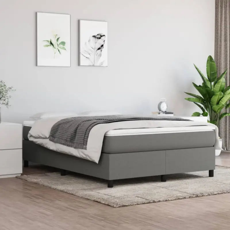 Boxspringbed met multiplex lattenbodem en zwart materiaal voor comfortabele slaap - Donkergrijs / 140 x 200 cm / 35 cm