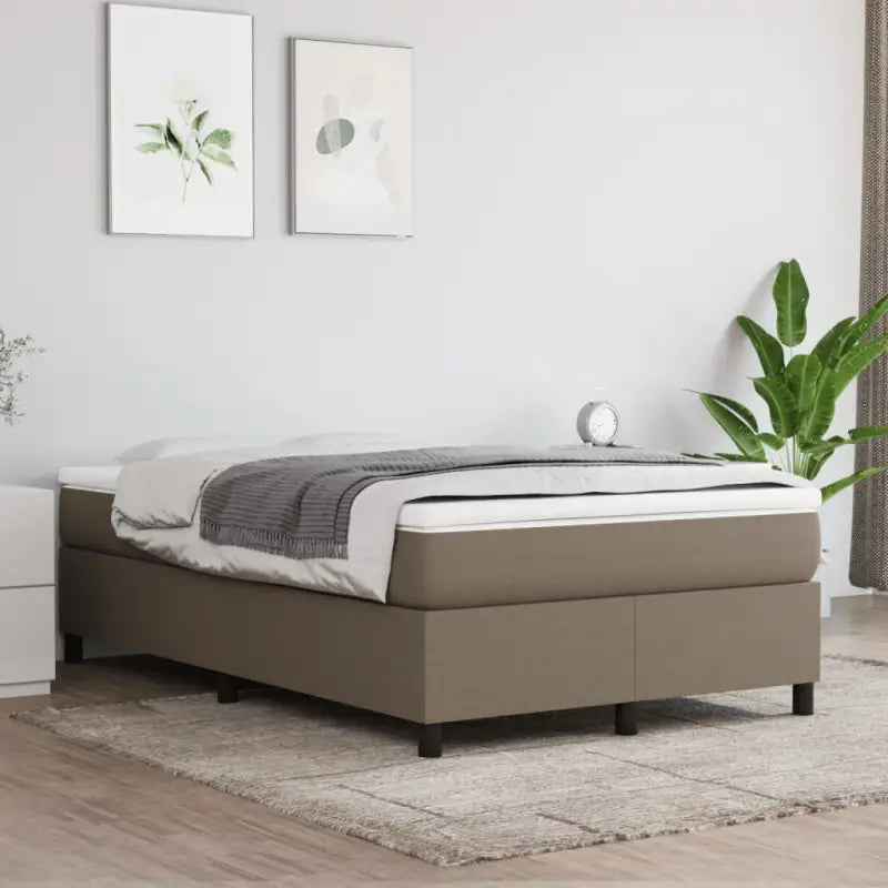 Boxspringbed met multiplex lattenbodem en zwart materiaal voor comfortabele slaap - Taupe / 120 x 200 cm / 35 cm