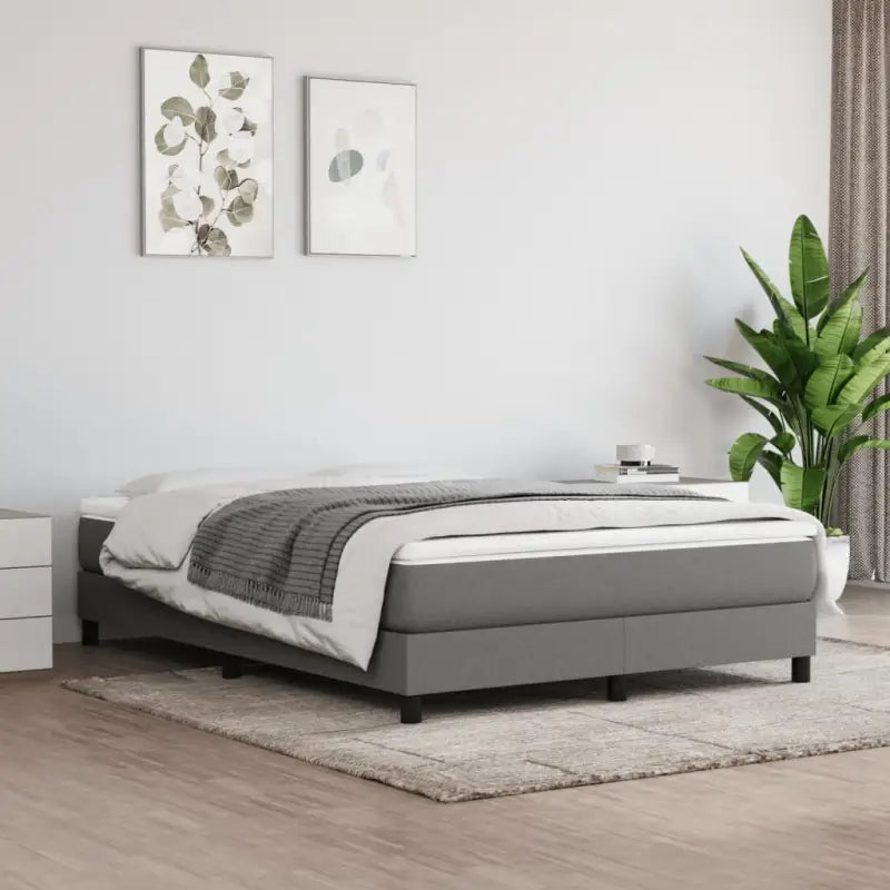 Boxspringbed met multiplex lattenbodem en zwart materiaal voor comfortabele slaap - Donkergrijs / 140 x 190 cm / 25 cm