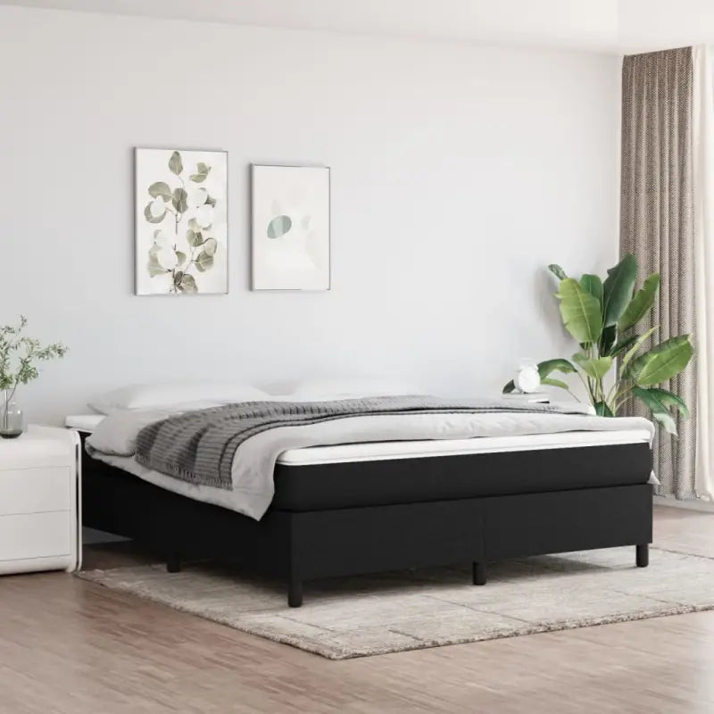 Boxspringbed met multiplex lattenbodem en zwart materiaal voor comfortabele slaap - Zwart / 180 x 200 cm / 35 cm