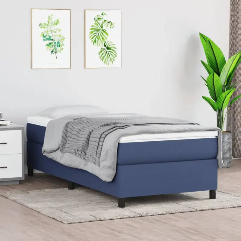 Boxspringbed met multiplex lattenbodem en zwart materiaal voor comfortabele slaap - Blauw / 80 x 200 cm / 35 cm
