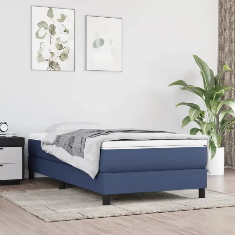 Boxspringbed met multiplex lattenbodem en zwart materiaal voor comfortabele slaap - Blauw / 90 x 190 cm / 25 cm