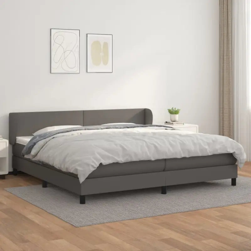 Boxspringbed met zwart materiaal en schuim afmetingen voor ultiem slaapcomfort - Grijs / 200 x 200 cm / Effen ontwerp