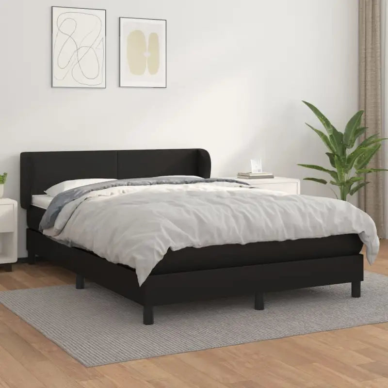 Boxspringbed met zwart materiaal en schuim afmetingen voor ultiem slaapcomfort - Zwart / 140 x 200 cm / Effen ontwerp