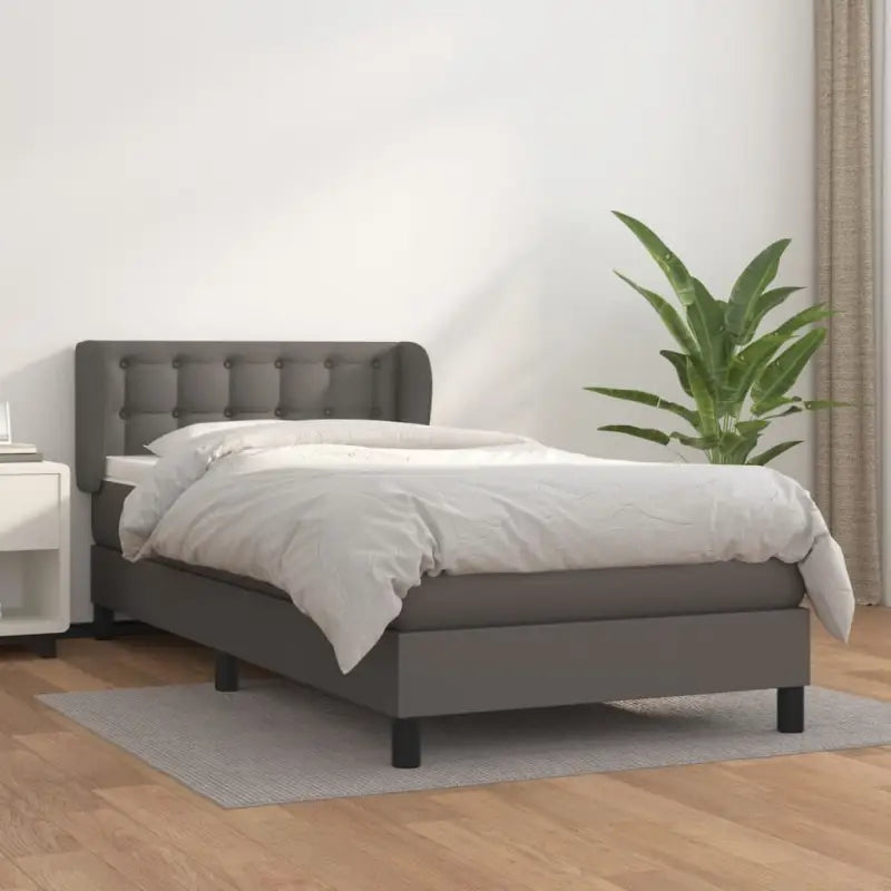 Boxspringbed met zwart materiaal en schuim afmetingen voor ultiem slaapcomfort - Grijs / 90 x 190 cm / knoppwn - Bedden