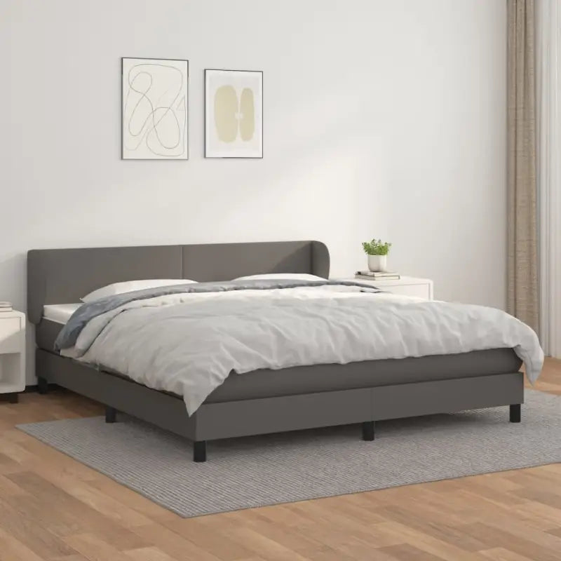Boxspringbed met zwart materiaal en schuim afmetingen voor ultiem slaapcomfort - Grijs / 160 x 200 cm / Effen ontwerp