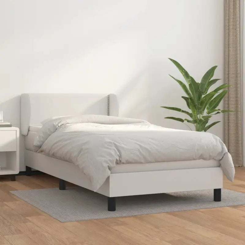 Boxspringbed met zwart materiaal en schuim afmetingen voor ultiem slaapcomfort - Wit / 90 x 190 cm / Effen met spijkers