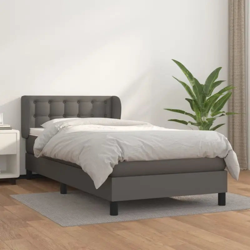 Boxspringbed met zwart materiaal en schuim afmetingen voor ultiem slaapcomfort - Grijs / 90 x 200 cm / knoppwn - Bedden