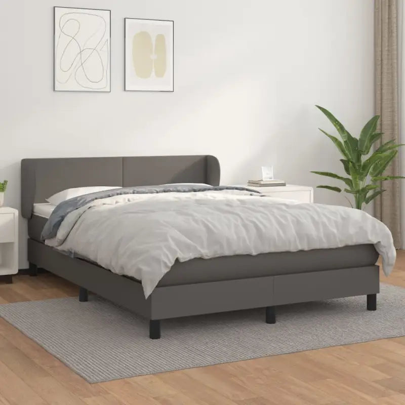 Boxspringbed met zwart materiaal en schuim afmetingen voor ultiem slaapcomfort - Grijs / 140 x 190 cm / Effen ontwerp