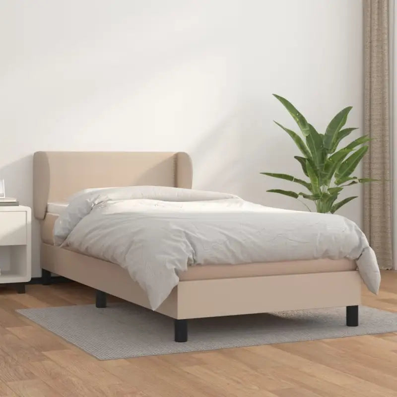 Boxspringbed met zwart materiaal en schuim afmetingen voor ultiem slaapcomfort - Cappuccino / 90 x 200 cm / Effen