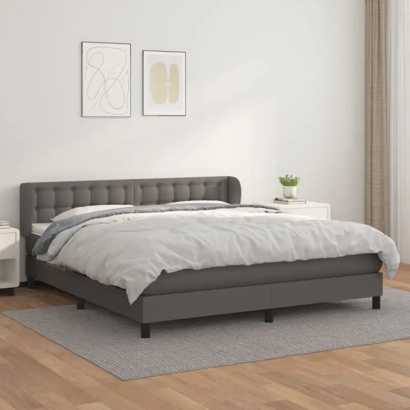 Boxspringbed met zwart materiaal en schuim afmetingen voor ultiem slaapcomfort - Grijs / 160 x 200 cm / knoppwn