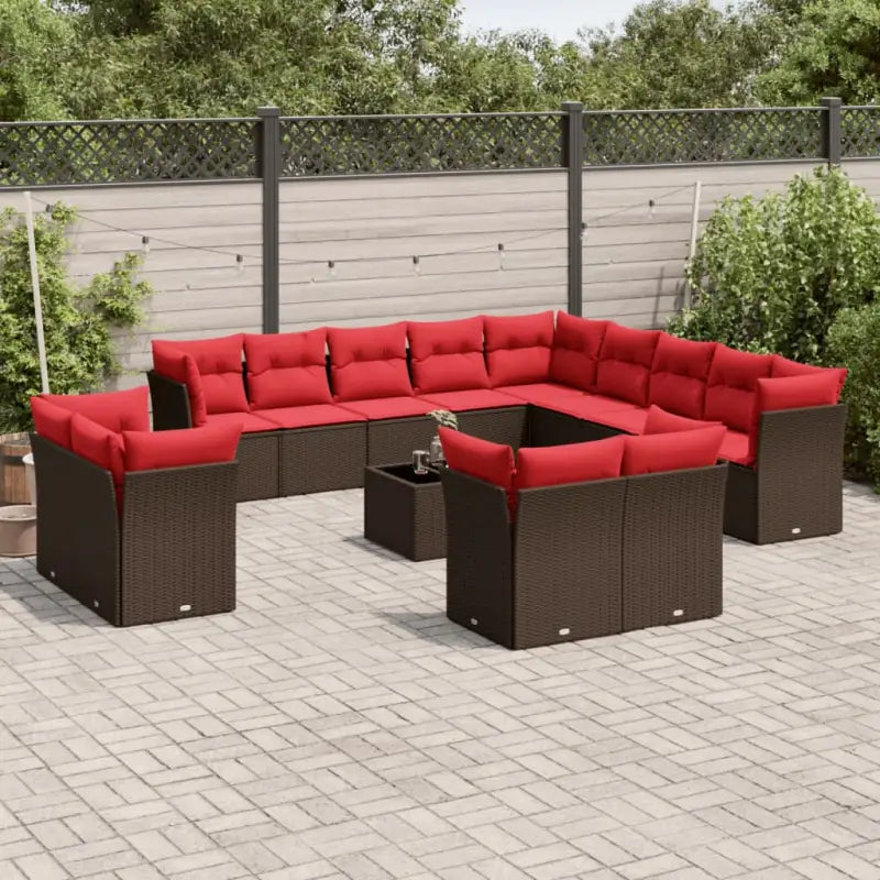 Bruin materiaal loungeset met poly rattan en gepoedercoat staal afmetingen - Tuinsets