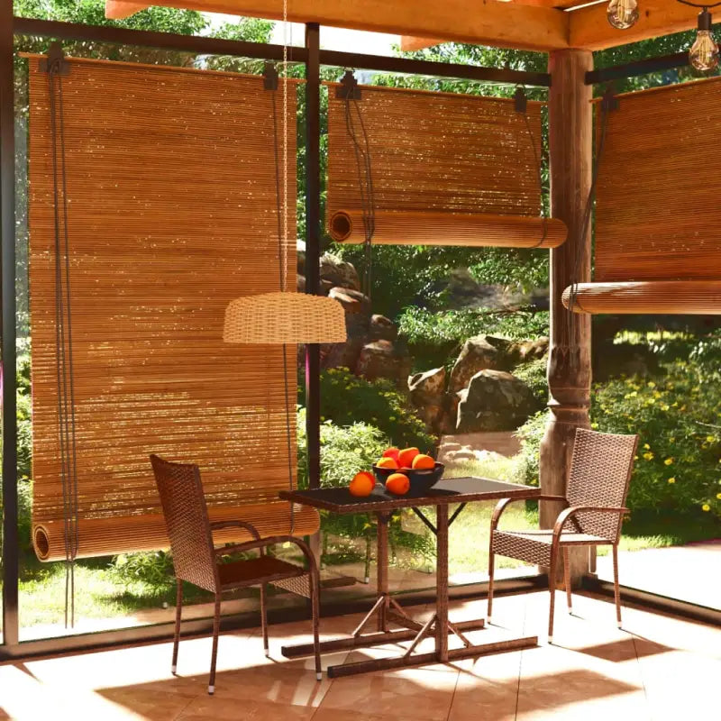 Bruin materiaal tuinset met gepoedercoat staal en weerbestendig PE-rattan - Bruin - Tuinsets