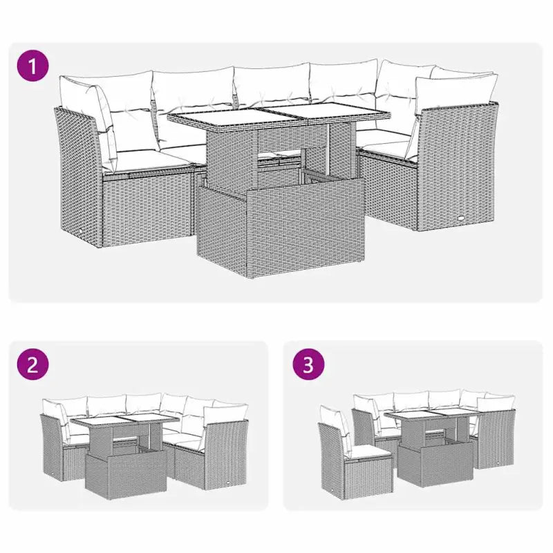 Bruine loungeset met gepoedercoat staal en waterdichte tas voor buiten - Bruin / met opbergruimte - Tuinsets