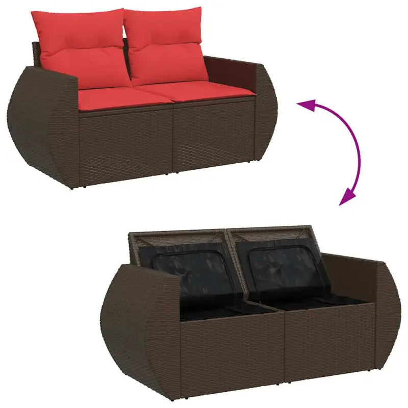 Bruine loungeset met gepoedercoat staal en waterdichte tas voor buiten - Bruin / met opbergruimte - Tuinsets