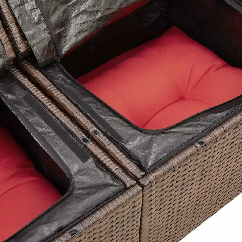 Bruine loungeset met waterdichte tas en gepoedercoat staal voor buiten - Bruin - Tuinsets