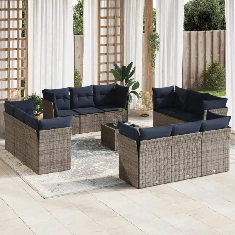 Bruine loungeset met waterdichte tas en gepoedercoat staal voor buiten - Grijs / Met tafel - Tuinsets