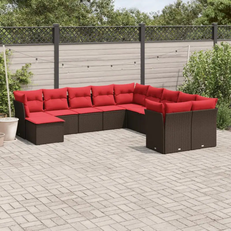 Bruine loungeset met waterdichte tas en gepoedercoat staal afmetingen - Bruin en rood / Zonder tafel - Tuinsets