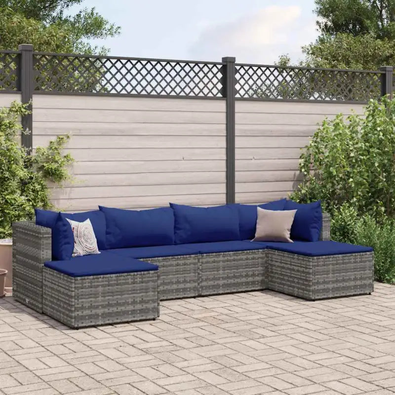 Bruine loungeset van gepoedercoat staal met ideale afmetingen voor tuin - Grijs en blauw - Tuinsets