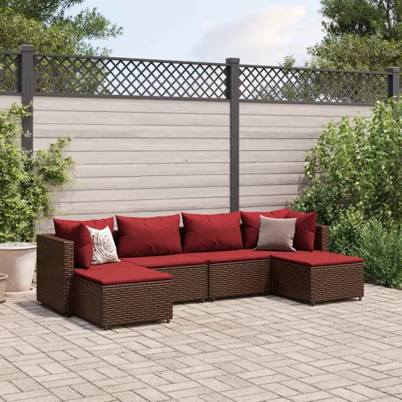 Bruine loungeset van gepoedercoat staal met ideale afmetingen voor tuin - Bruin en rood - Tuinsets
