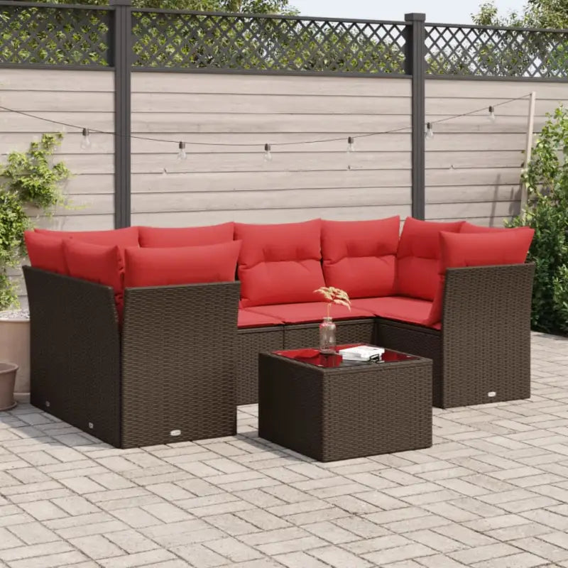 Bruine tuinset met gepoedercoat staal en waterdichte tas voor buitenplezier - Bruin / Tafel + hoek + 3x midden