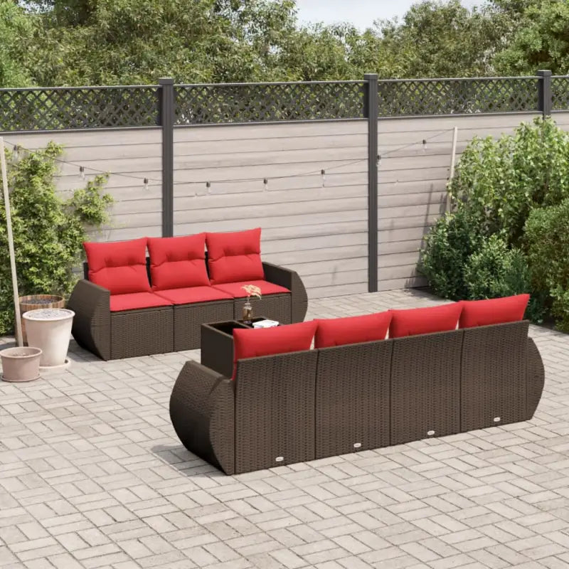 Bruinen loungeset met waterdichte tas en gepoedercoated staal onderstel - Bruin en rood - Tuinsets
