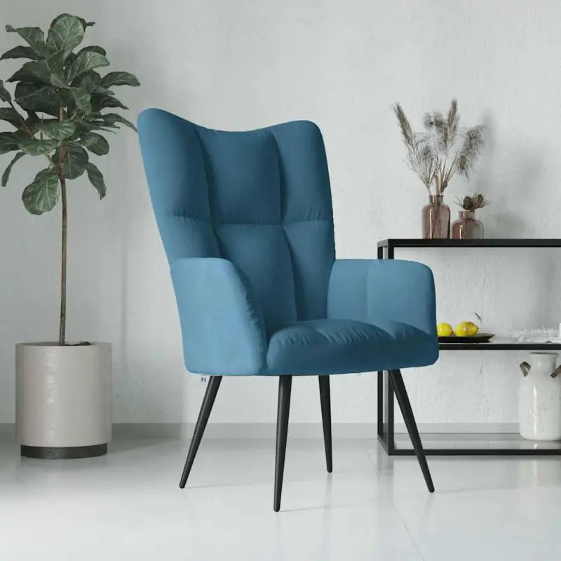 Chique en modern relaxfauteuil met blokpatroon - Blauw / 1 / Zonder voetensteun - Fauteuils & Relaxfauteuils