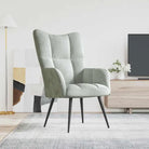 Chique en modern relaxfauteuil met blokpatroon - Lichtgrijs / 1 / Zonder voetensteun - Fauteuils & Relaxfauteuils
