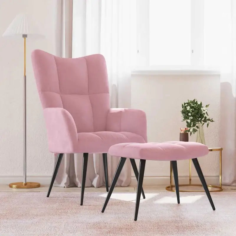 Chique en modern relaxfauteuil met blokpatroon - Roze / 1 / Met voetensteun - Fauteuils & Relaxfauteuils