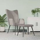Chique en moderne relaxstoel met blokpatroon - Taupe / 1 / Met voetensteun - Fauteuils & Relaxfauteuils