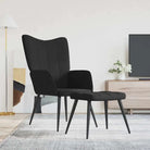 Chique en moderne relaxstoel met blokpatroon - Zwart / 1 / Met voetensteun - Fauteuils & Relaxfauteuils