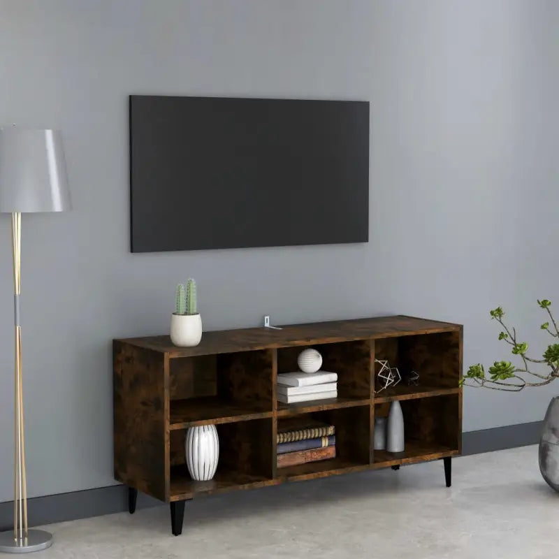 Chique tv-meubel met metalen poten voor een elegante uitstraling - Gerookt eiken / 1 / 103.5 cm - Tv-meubels