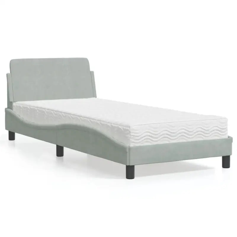 Comfortabel bed met multiplex lattenbodem en 22d PU-schuim voor optimale nachtrust - Lichtgrijs / 90 x 200 cm - Bedden