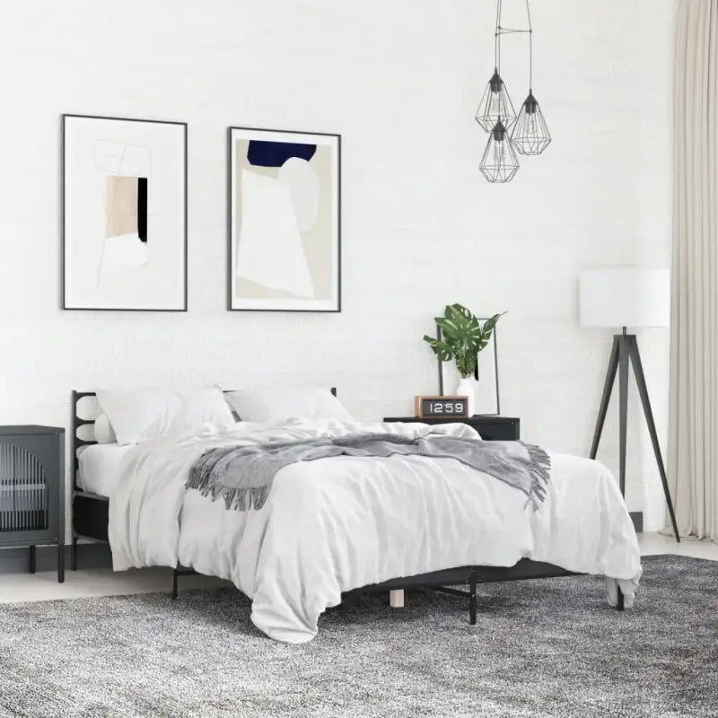 Comfortabel bedframe van bewerkt hout voor elke slaapkamer - Zwart / 140 x 190 cm - Bedden & bedframes