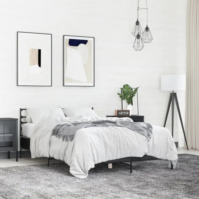 Comfortabel bedframe van bewerkt hout voor elke slaapkamer - Zwart / 135 x 190 cm - Bedden & bedframes