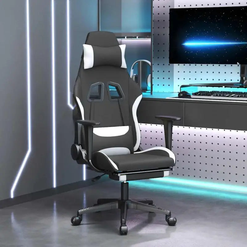 Comfortabele en duurzame Gamingstoel voor een betere game ervaring - Wit / 1 / Met voetensteun - Gamingstoelen