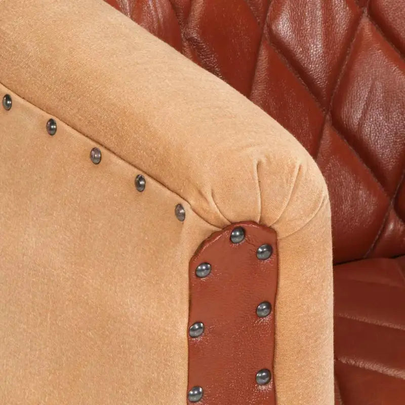 Comfortabele fauteuil met echt geitenleer en massief mangohout - Bruin / 1 - Fauteuils & Relaxfauteuils