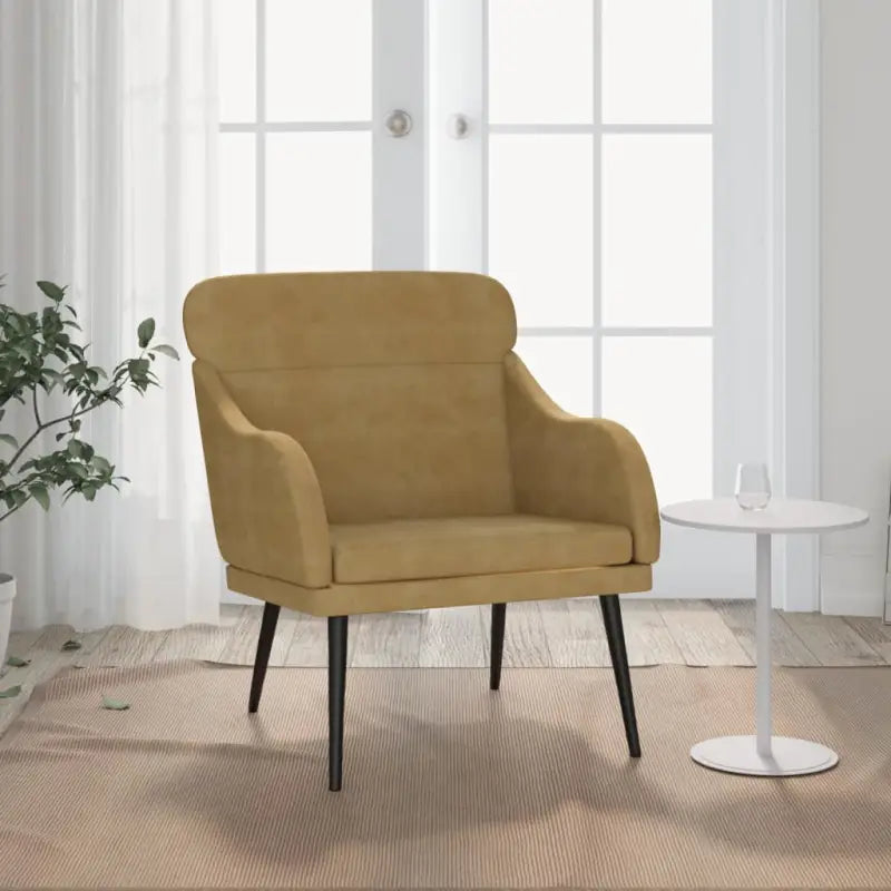 Comfortabele fluweel relaxfauteuil voor ontspanning na een drukke dag - Bruin / 1 - Fauteuils & Relaxfauteuils