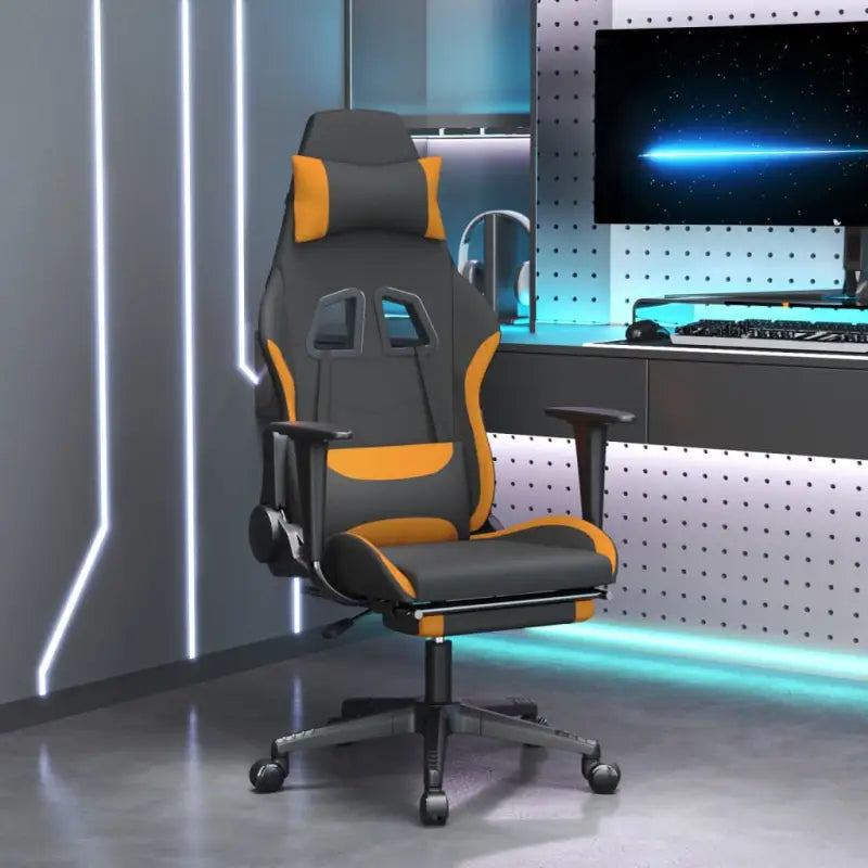 Comfortabele Gamingstoel met ademende en duurzame stof - Zwart en donkergeel / 1 / Met voetensteun - Gamingstoelen