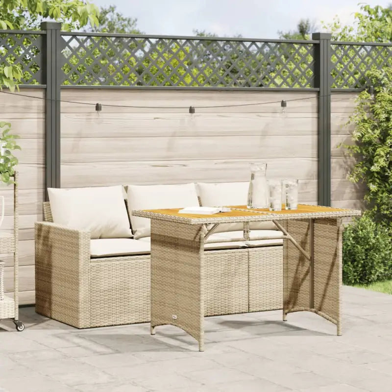 Comfortabele poly rattan tuinset voor gemakkelijk schoon en buiten genieten - Beige / pe rattan and wood - Tuinsets